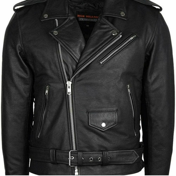 Men's "NEW" Leather Biker Jacket, Gold Eagle, "Live To Ride - Ride To Live" XL - Picture 2 of 4